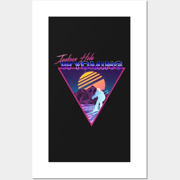 Retro Vaporwave Ski Mountain | Jackson Hole Wyoming | Shirts, Stickers, and More! Wall Art by KlehmInTime